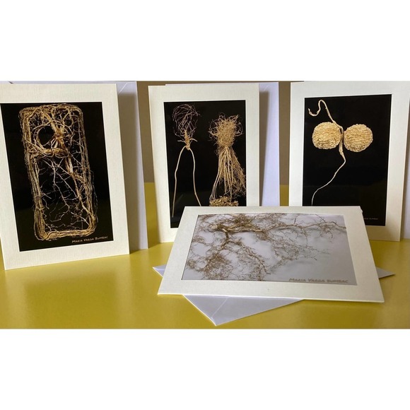 - Set of 4 Metallic Art Print Blank Greeting Cards W/ Envelope - Art by my… - Picture 2 of 14